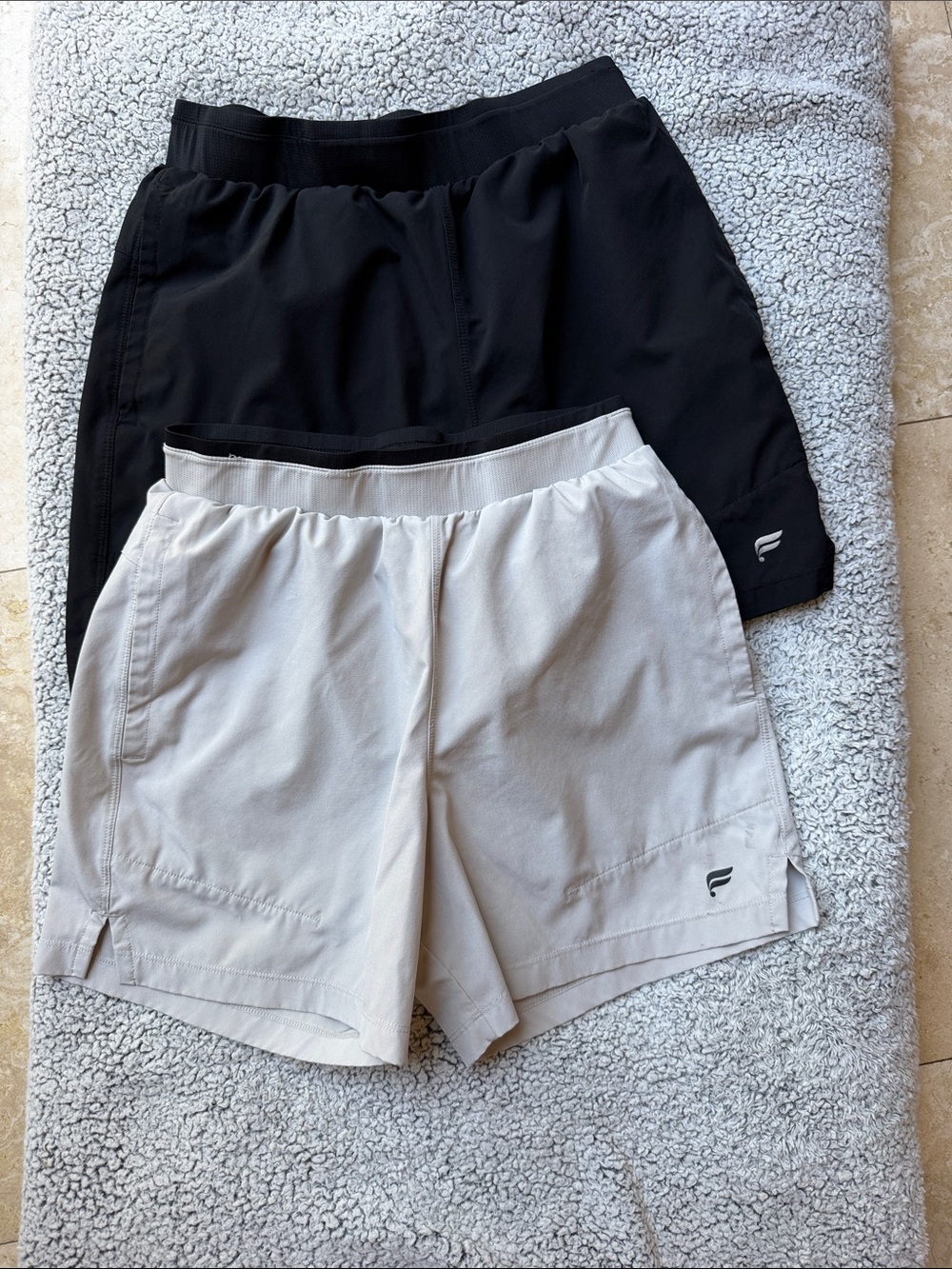 Fabletics Men’s Athletic Shorts — Black & Light grey